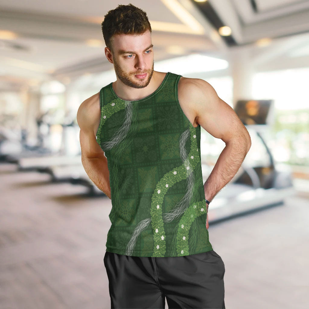Hawaiian Quilt Men Tank Top Pele Hair Hinahina Lei Green Version LT05 Green - Polynesian Pride