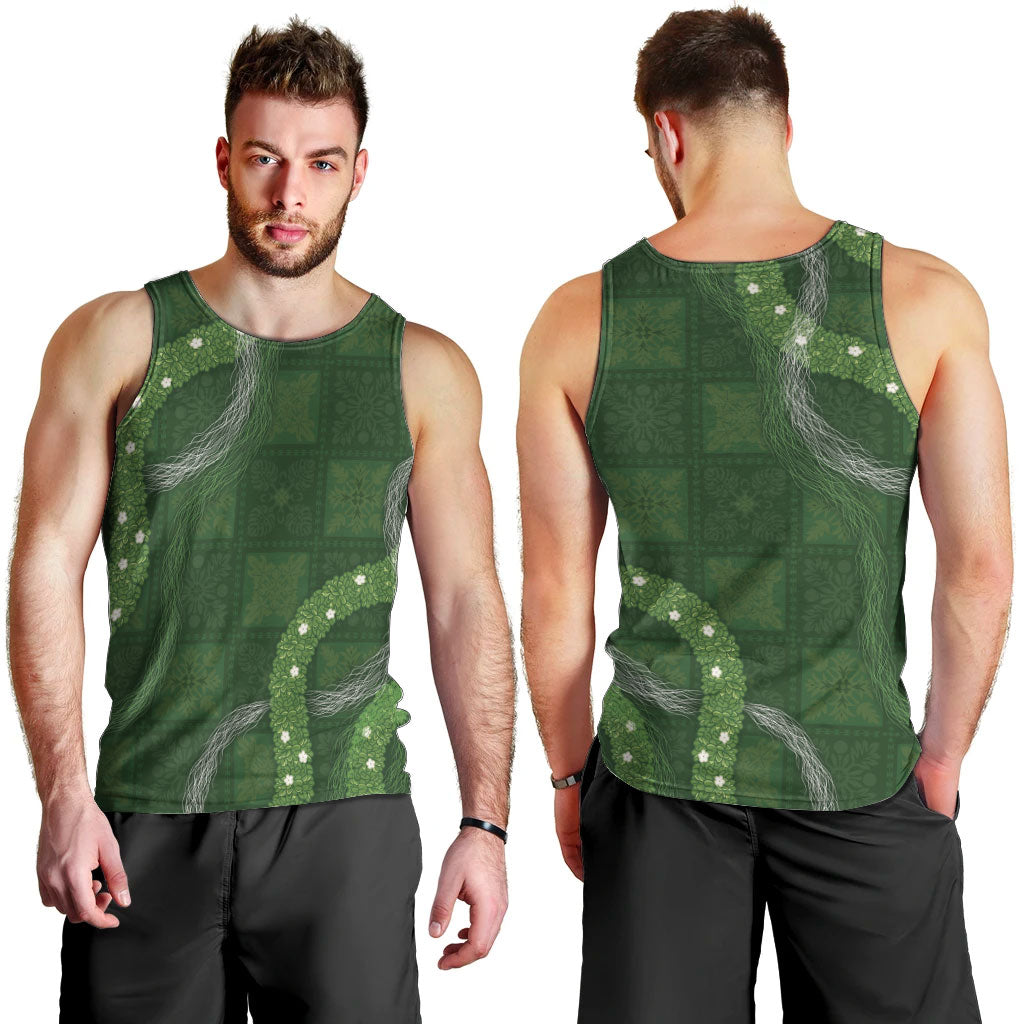 Hawaiian Quilt Men Tank Top Pele Hair Hinahina Lei Green Version