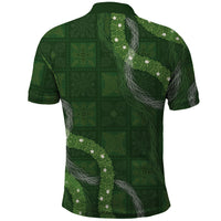 Hawaiian Quilt Polo Shirt Pele Hair Hinahina Lei Green Version LT05 - Polynesian Pride