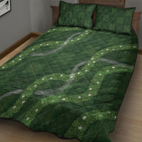 Hawaiian Quilt Quilt Bed Set Pele Hair Hinahina Lei Green Version