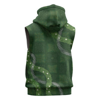 Hawaiian Quilt Sleeveless Zip Hoodie Pele Hair Hinahina Lei Green Version