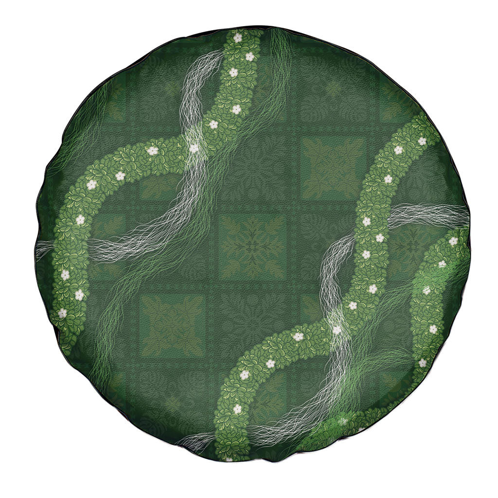 Hawaiian Quilt Spare Tire Cover Pele Hair Hinahina Lei Green Version LT05 - Polynesian Pride