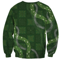 Hawaiian Quilt Sweatshirt Pele Hair Hinahina Lei Green Version