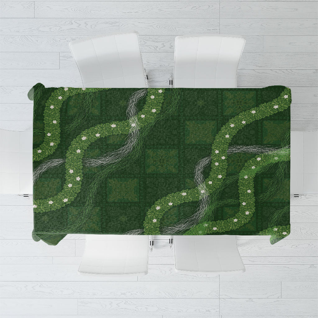 Hawaiian Quilt Tablecloth Pele Hair Hinahina Lei Green Version LT05 Green - Polynesian Pride