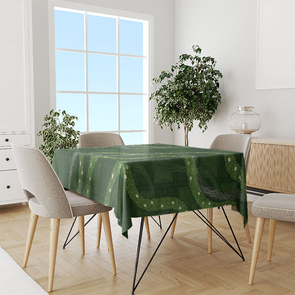 Hawaiian Quilt Tablecloth Pele Hair Hinahina Lei Green Version