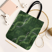 Hawaiian Quilt Tote Bag Pele Hair Hinahina Lei Green Version
