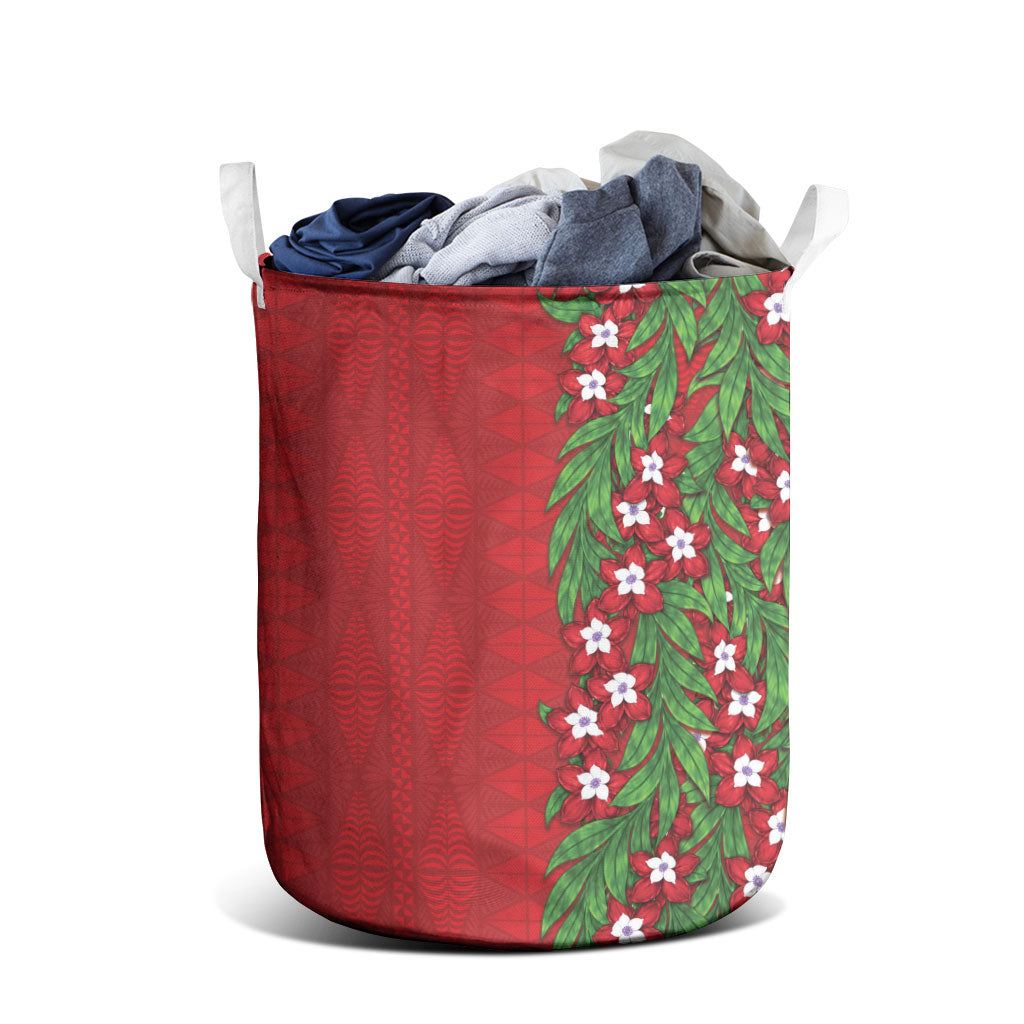 Tonga Language Week Laundry Basket Heilala Floral Red