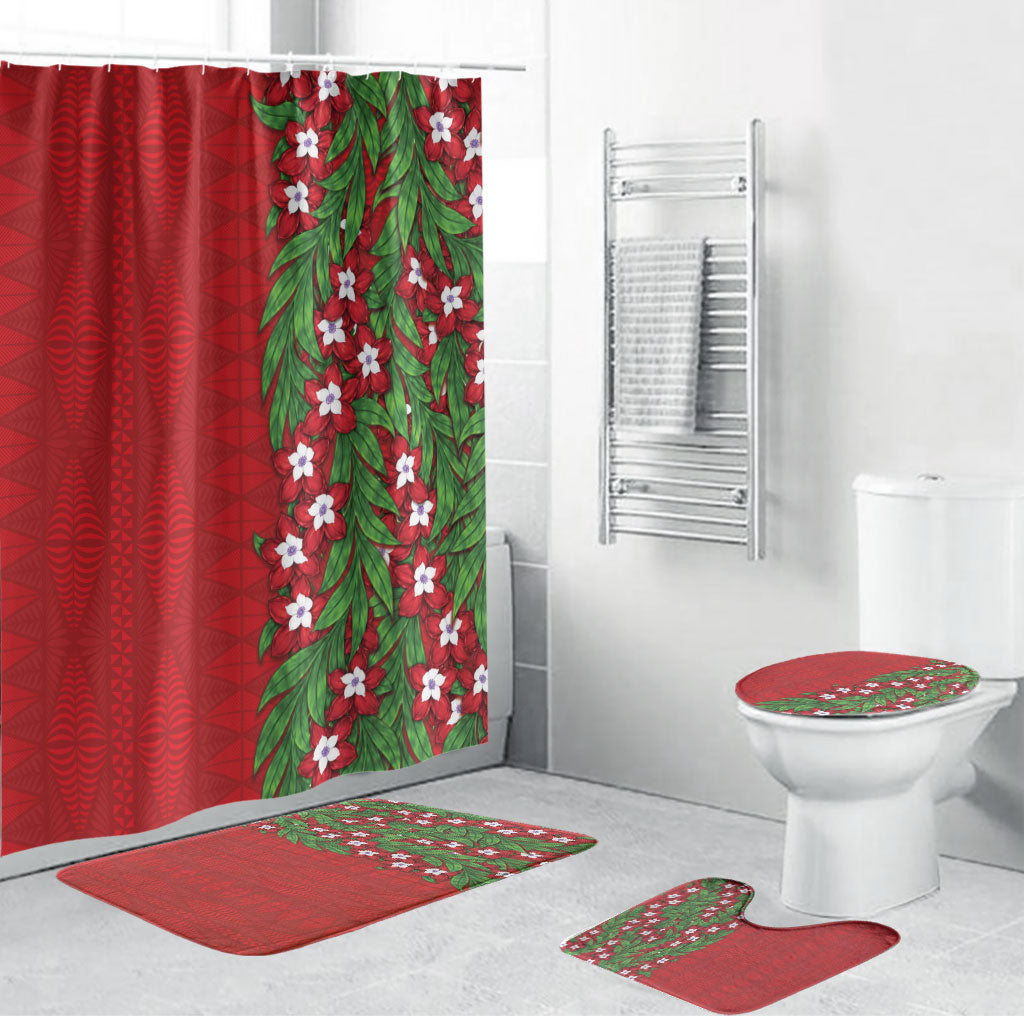 Tonga Language Week Bathroom Set Heilala Floral Red
