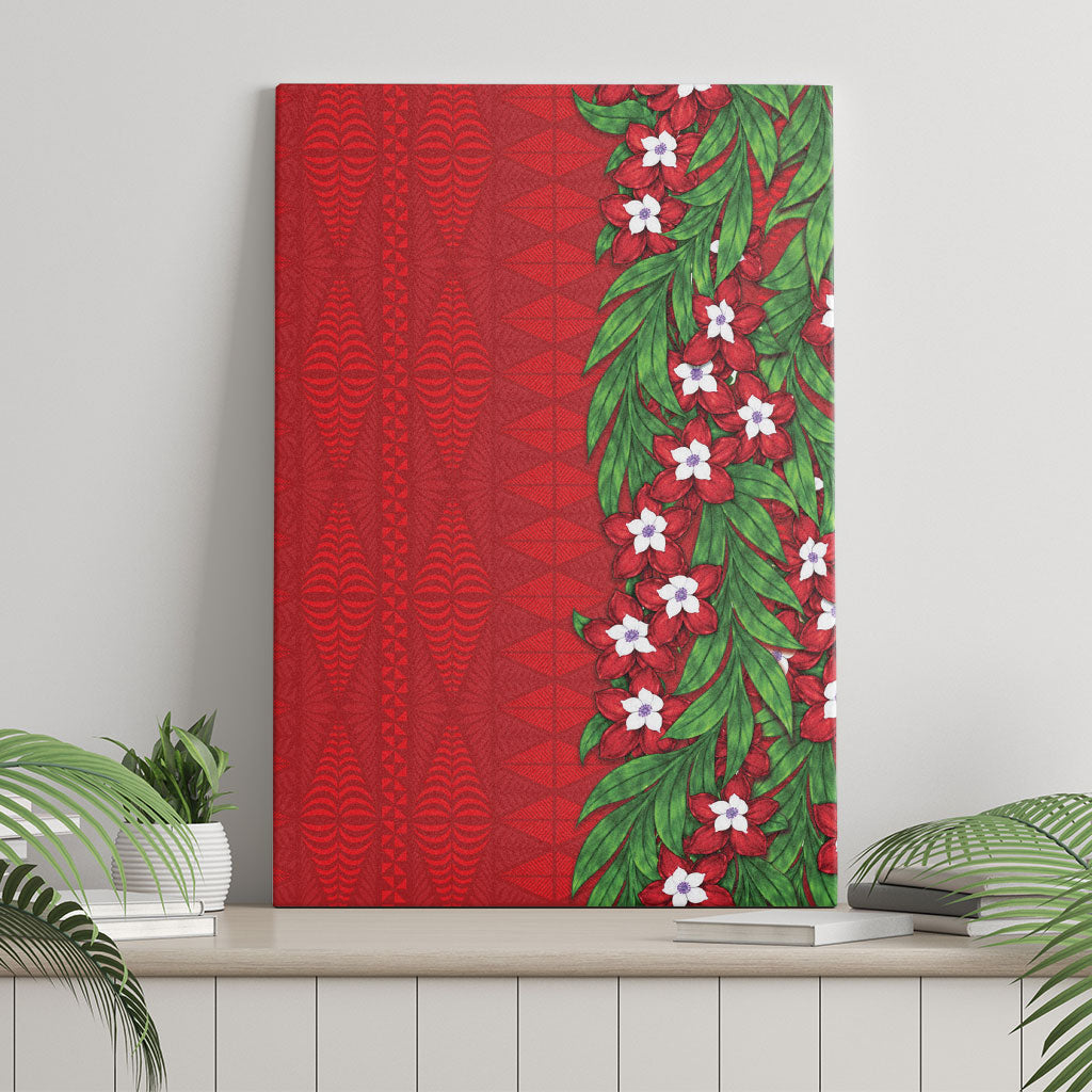 Tonga Language Week Canvas Wall Art Heilala Floral Red