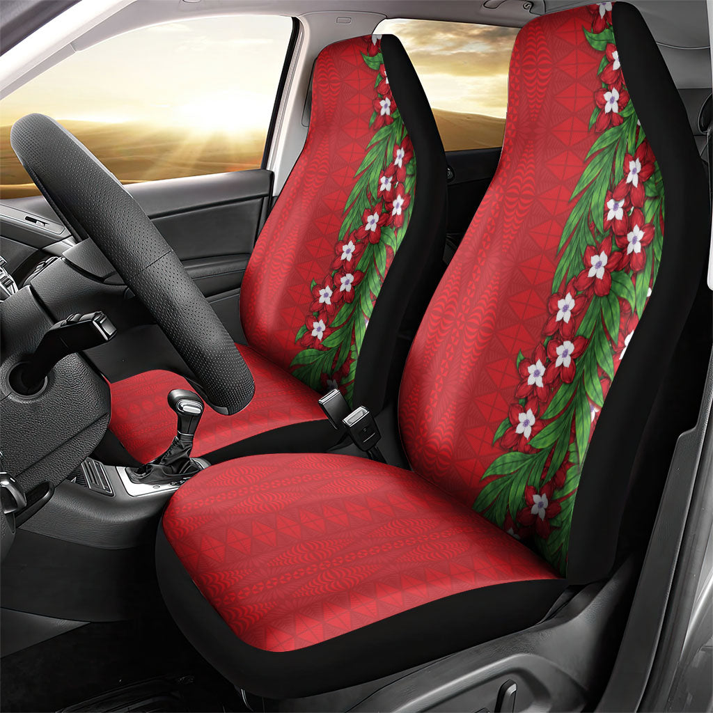 Tonga Language Week Car Seat Cover Heilala Floral Red LT05 - Polynesian Pride
