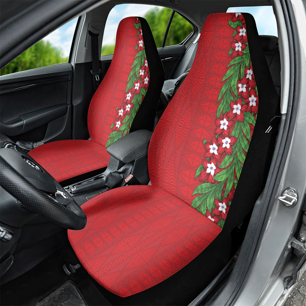 Tonga Language Week Car Seat Cover Heilala Floral Red LT05 - Polynesian Pride