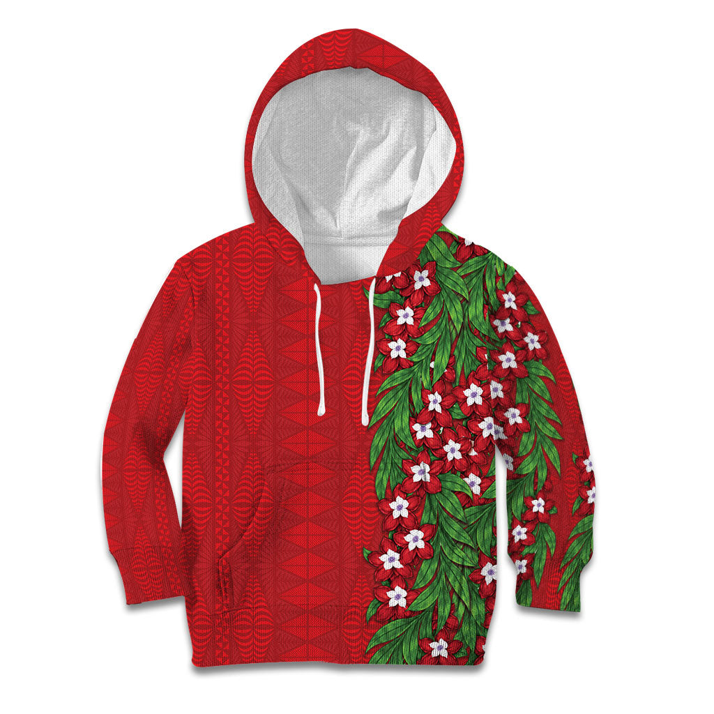 Tonga Language Week Kid Hoodie Heilala Floral Red