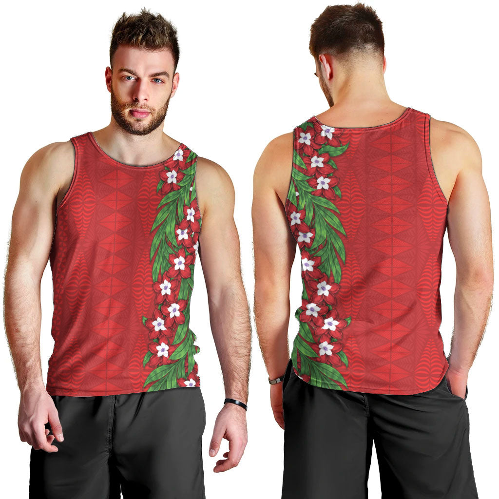 Tonga Language Week Men Tank Top Heilala Floral Red