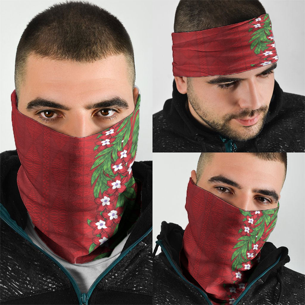 Tonga Language Week Neck Gaiter Heilala Floral Red