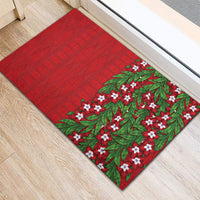 Tonga Language Week Rubber Doormat Heilala Floral Red