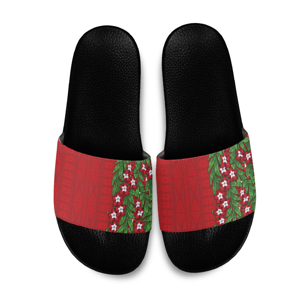 Tonga Language Week Slide Sandals Heilala Floral Red