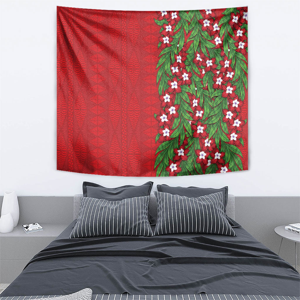 Tonga Language Week Tapestry Heilala Floral Red