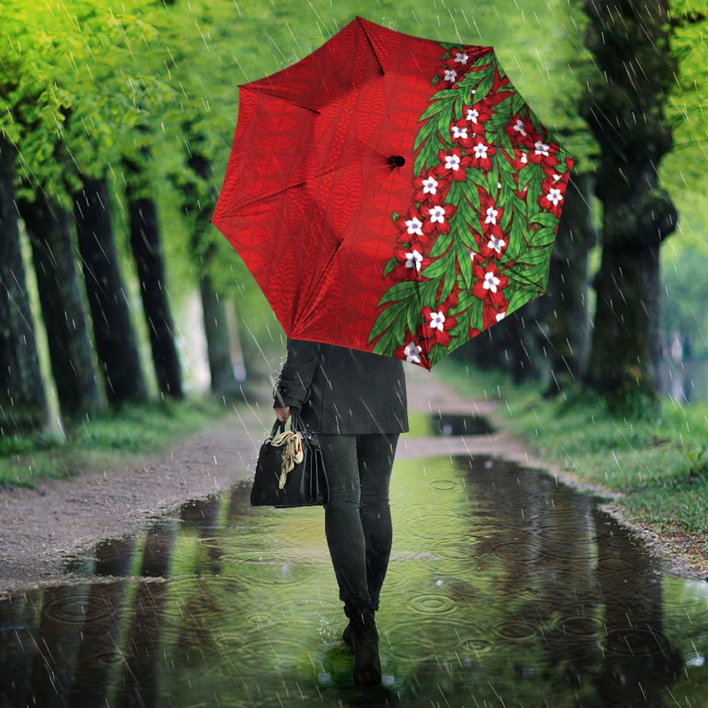 Tonga Language Week Umbrella Heilala Floral Red