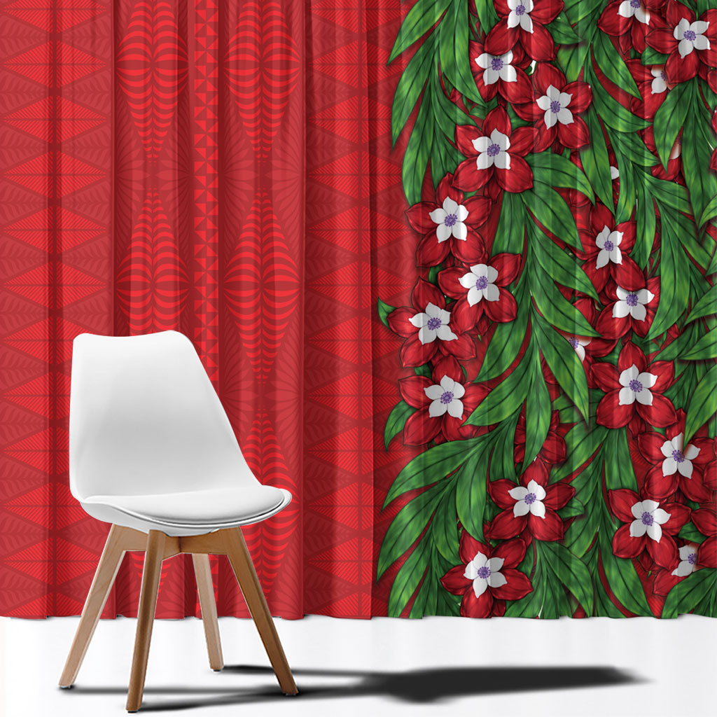 Tonga Language Week Window Curtain Heilala Floral Red