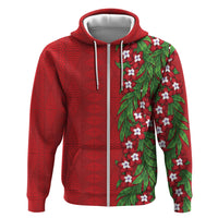 Tonga Language Week Zip Hoodie Heilala Floral Red LT05 Zip Hoodie Red - Polynesian Pride