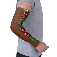 Tonga Language Week Arm Sleeves Heilala Floral Brown LT05 - Polynesian Pride