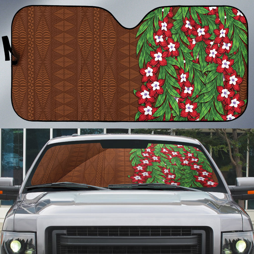 Tonga Language Week Auto Sun Shade Heilala Floral Brown