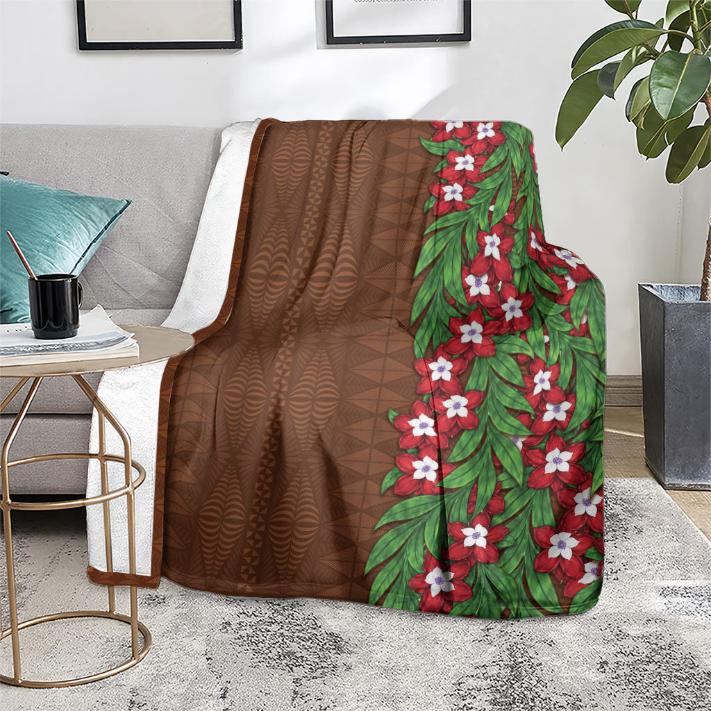 Tonga Language Week Blanket Heilala Floral Brown