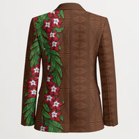 Tonga Language Week Blazer Heilala Floral Brown