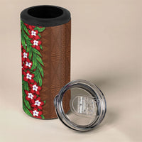 Tonga Language Week 4 in 1 Can Cooler Tumbler Heilala Floral Brown