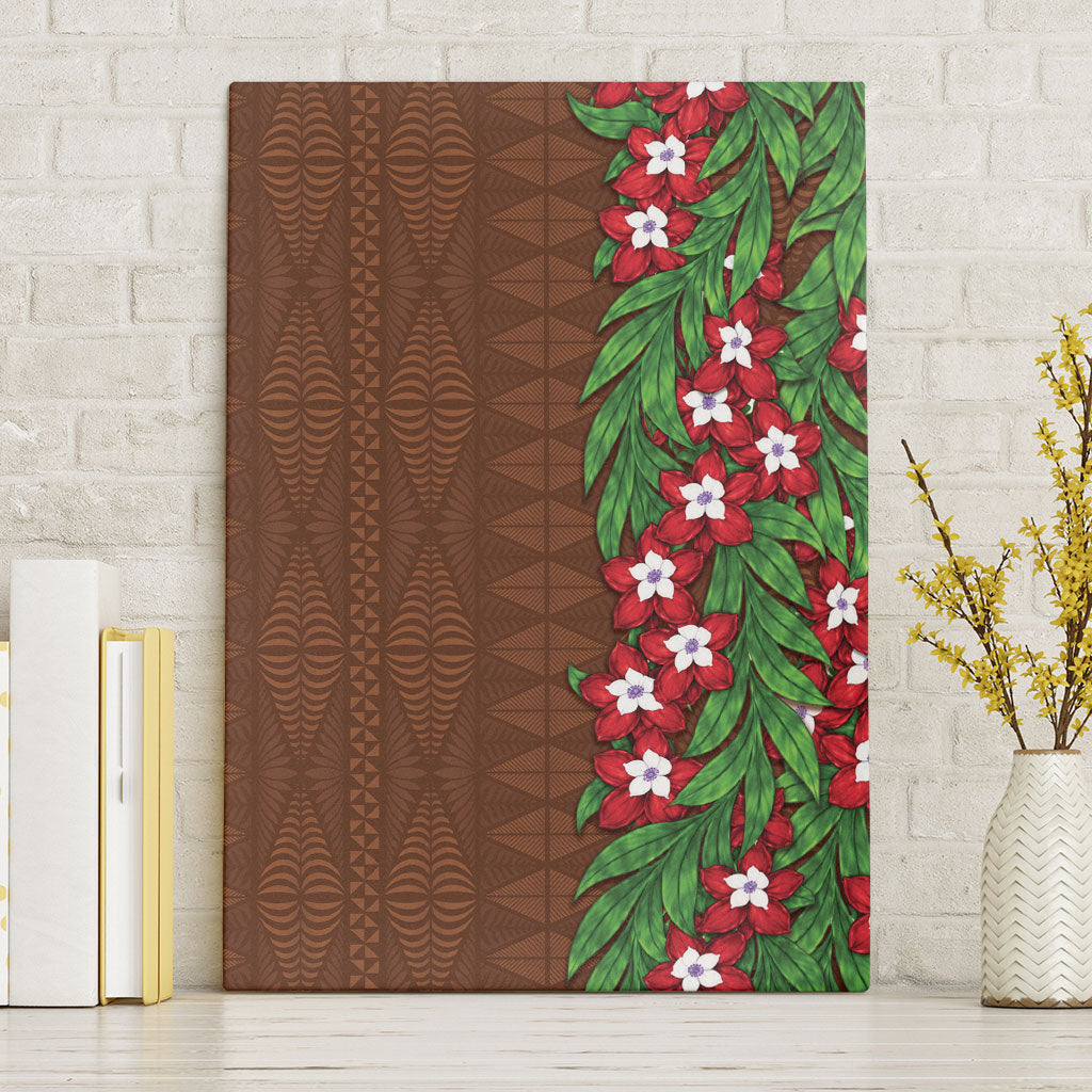 Tonga Language Week Canvas Wall Art Heilala Floral Brown