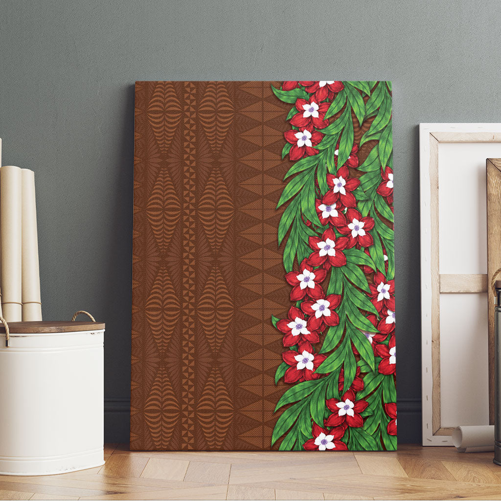 Tonga Language Week Canvas Wall Art Heilala Floral Brown