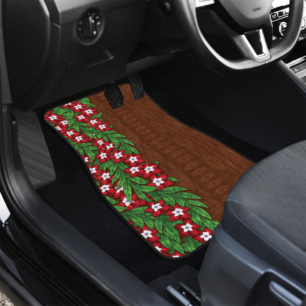 Tonga Language Week Car Mats Heilala Floral Brown