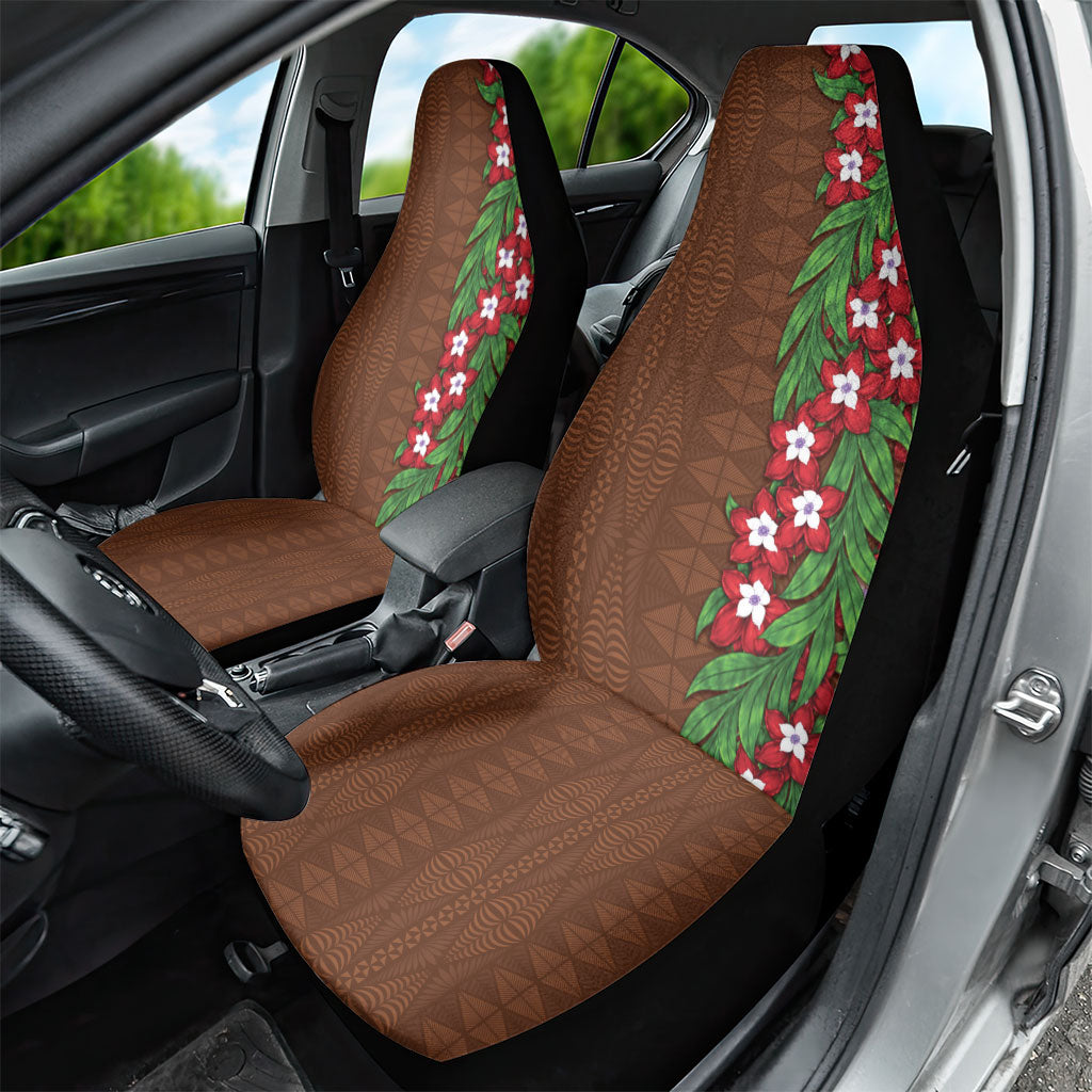 Tonga Language Week Car Seat Cover Heilala Floral Brown