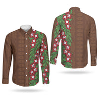Tonga Language Week Couples Matching Mermaid Dress and Long Sleeve Button Shirt Heilala Floral Brown