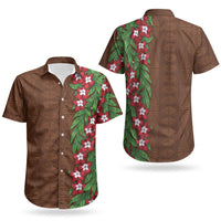 Tonga Language Week Couples Matching Tank Maxi Dress and Hawaiian Shirt Heilala Floral Brown