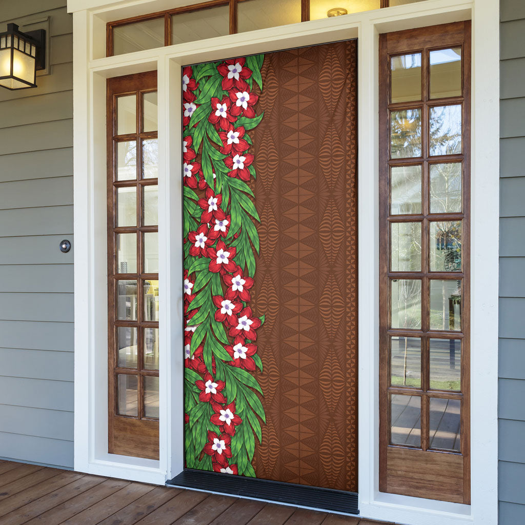 Tonga Language Week Door Cover Heilala Floral Brown