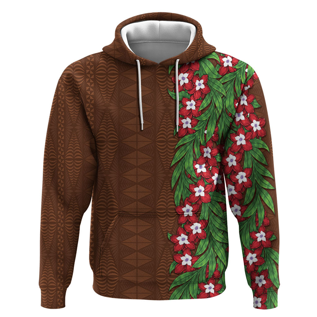Tonga Language Week Hoodie Heilala Floral Brown