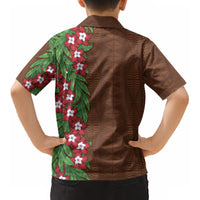 Tonga Language Week Kid Hawaiian Shirt Heilala Floral Brown