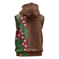 Tonga Language Week Sleeveless Hoodie Heilala Floral Brown