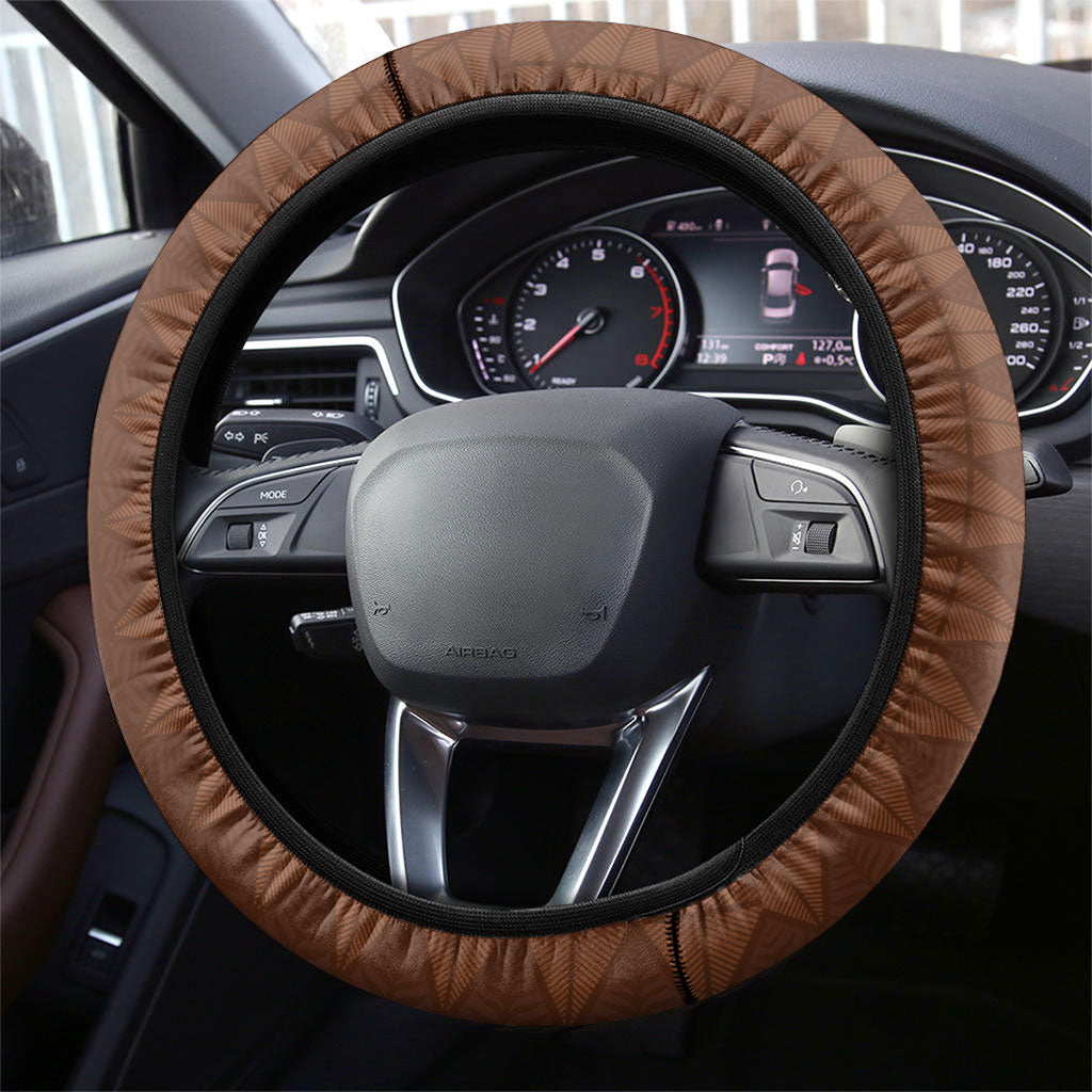 Tonga Language Week Steering Wheel Cover Heilala Floral Brown