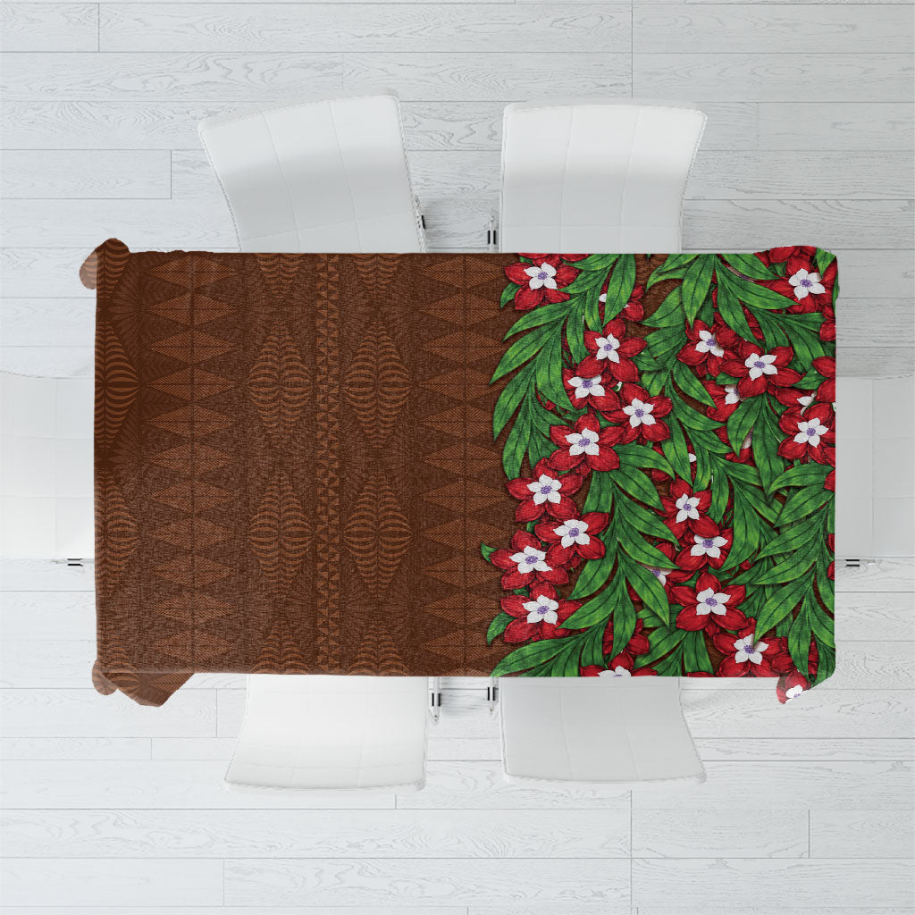 Tonga Language Week Tablecloth Heilala Floral Brown