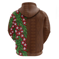 Tonga Language Week Zip Hoodie Heilala Floral Brown LT05 - Polynesian Pride