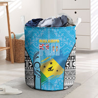 Malampa Fiji Day 2026 Laundry Basket Unique Style LT05 Blue - Polynesian Pride
