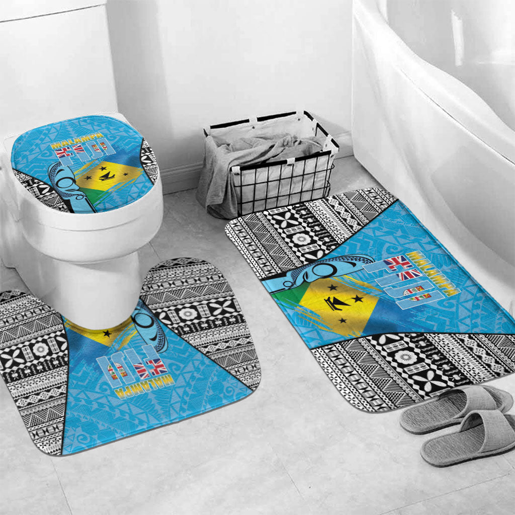Malampa Fiji Day 2026 Bathroom Set Unique Style LT05 Mat Set Only (3 pcs) One Size Blue - Polynesian Pride
