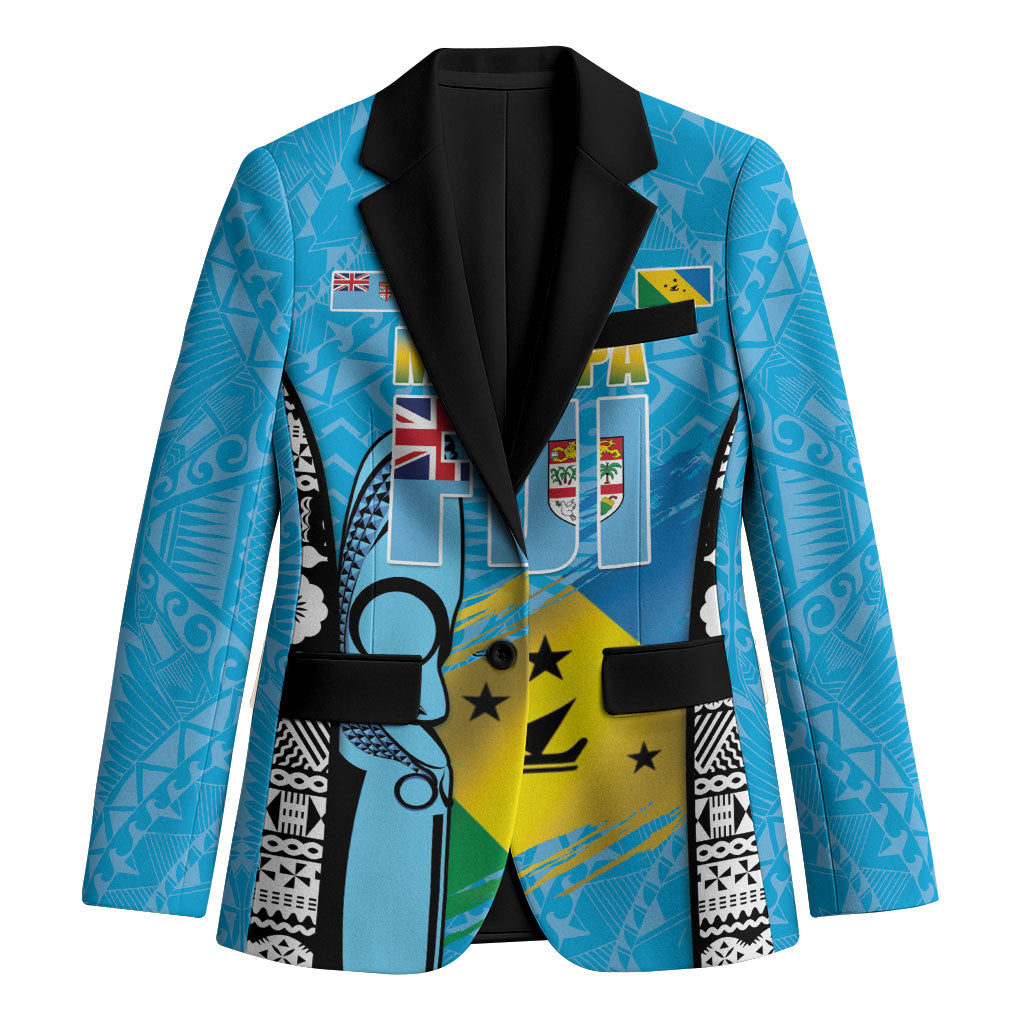 Personalised Malampa Fiji Day 2026 Blazer Unique Style LT05 Unisex Blue - Polynesian Pride