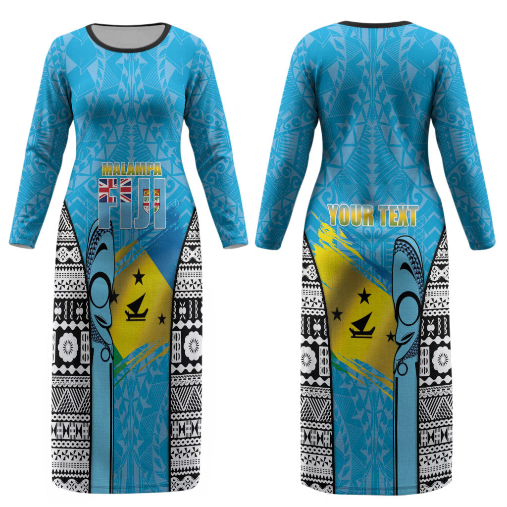 Personalised Malampa Fiji Day 2026 Couples Matching Long Sleeve Bodycon Dress and Hawaiian Shirt Unique Style LT05 - Polynesian Pride