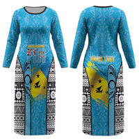 Personalised Malampa Fiji Day 2026 Couples Matching Long Sleeve Bodycon Dress and Hawaiian Shirt Unique Style LT05 - Polynesian Pride