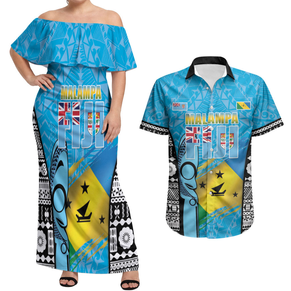 Personalised Malampa Fiji Day 2026 Couples Matching Off Shoulder Maxi Dress and Hawaiian Shirt Unique Style
