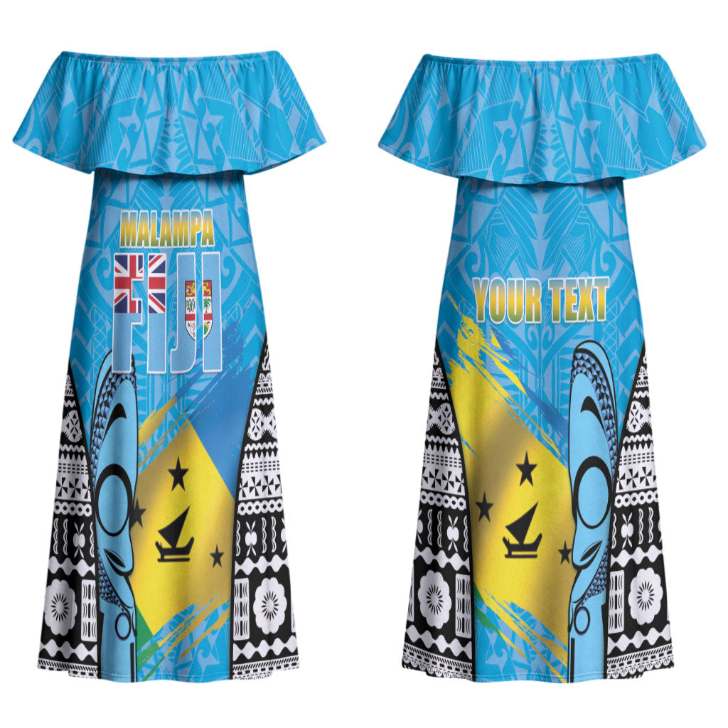 Personalised Malampa Fiji Day 2026 Couples Matching Off Shoulder Maxi Dress and Long Sleeve Button Shirt Unique Style LT05 - Polynesian Pride