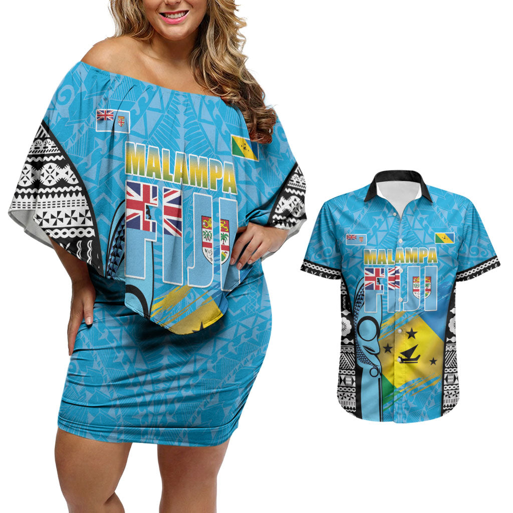 Personalised Malampa Fiji Day 2026 Couples Matching Off Shoulder Short Dress and Hawaiian Shirt Unique Style